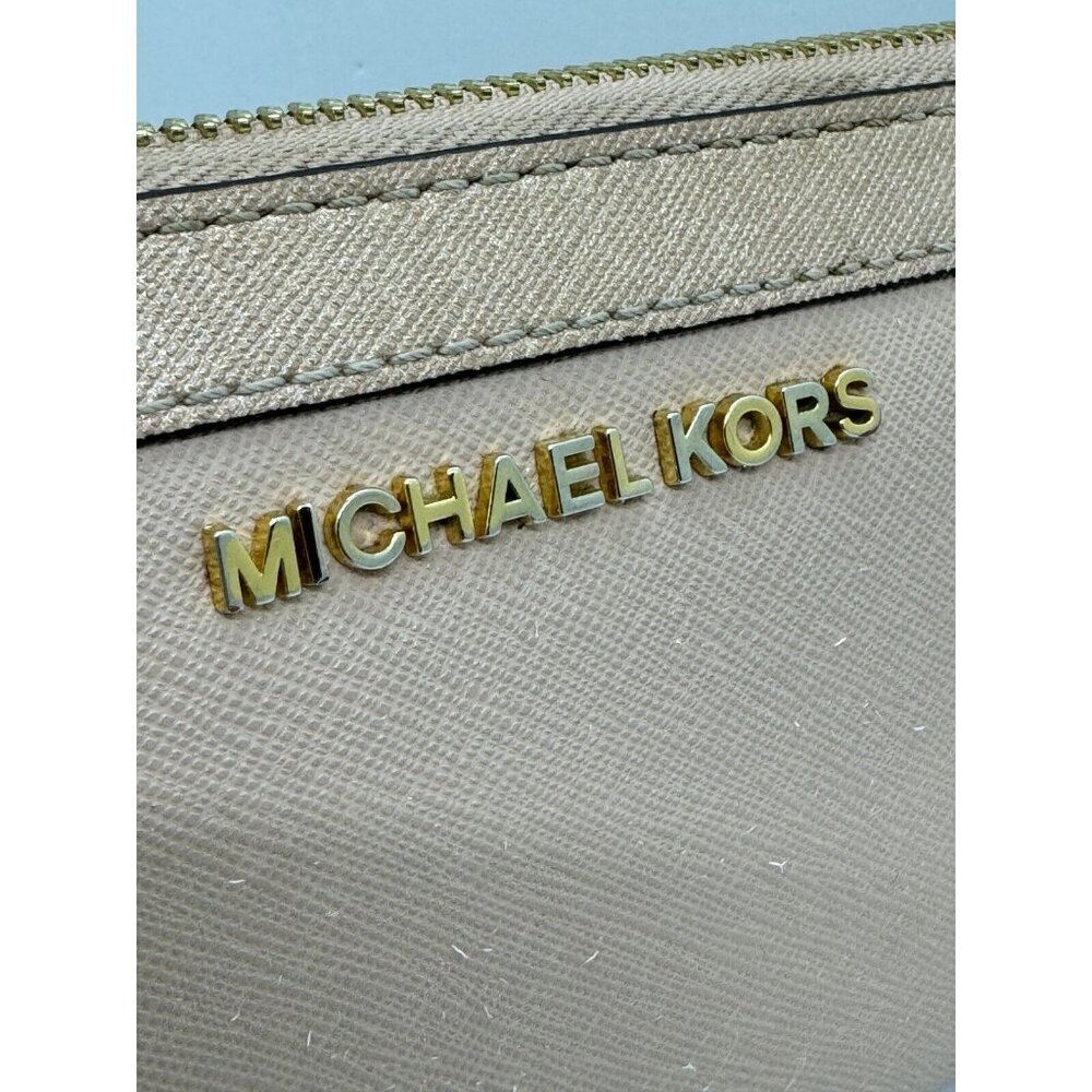 MICHAEL KORS Jet Set zip around continental leather women's large wallet -CAMEL - Picture 4 of 8